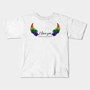 i love you destiel is canon rainbow wings Kids T-Shirt